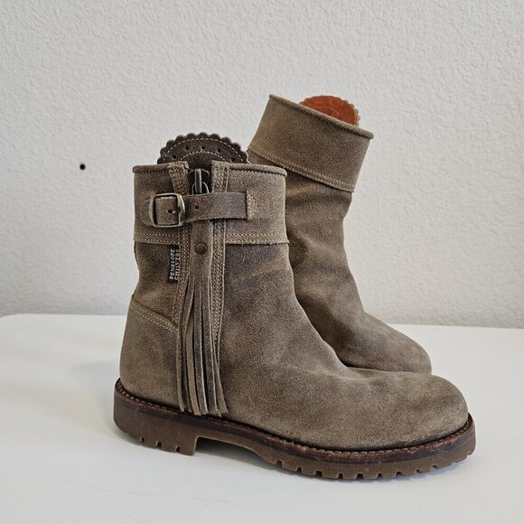 Penelope Chilvers Gaucho Birch Cropped Suede Leather Tassel Ankle Boots 37/6 - Picture 2 of 13